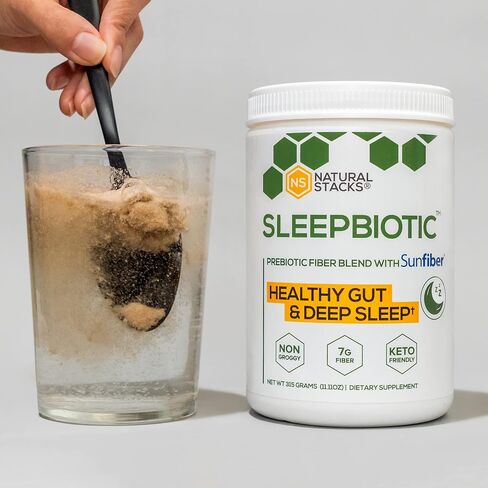 SleepBiotic Prebiotic Fiber Blend - Prebiotic Fiber Powder w/German Chamomile & Green Banana Flour - Prebiotic Powder Fiber Supplement for Healthy Gut 292g [20 Servings] in Saudi Arabia
