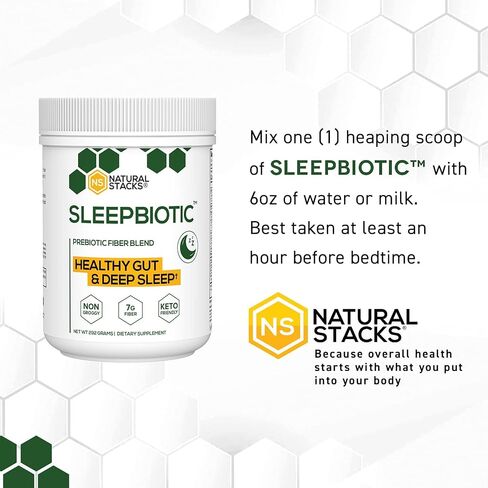 SleepBiotic Prebiotic Fiber Blend - Prebiotic Fiber Powder w/German Chamomile & Green Banana Flour - Prebiotic Powder Fiber Supplement for Healthy Gut 292g [20 Servings] in Saudi Arabia