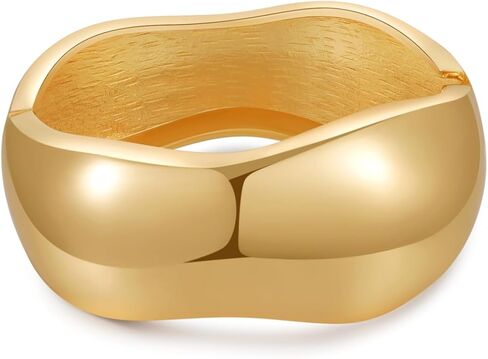 Chunky Gold/Silver Gold Cuff Bangle Bracelets for Women Trendy Hinged Cuff Open Wide Chunky Gold Bracelet Minimalist Bangle Jewelry Gift in Saudi Arabia