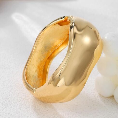 Chunky Gold/Silver Gold Cuff Bangle Bracelets for Women Trendy Hinged Cuff Open Wide Chunky Gold Bracelet Minimalist Bangle Jewelry Gift in Saudi Arabia