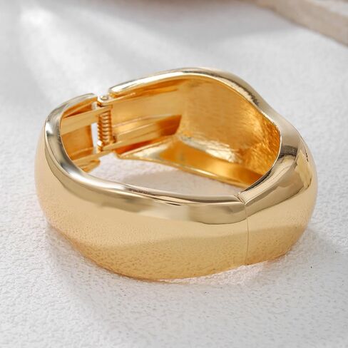Chunky Gold/Silver Gold Cuff Bangle Bracelets for Women Trendy Hinged Cuff Open Wide Chunky Gold Bracelet Minimalist Bangle Jewelry Gift in Saudi Arabia