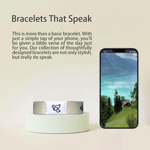 Bible Verse Bracelet，Wearable Bible Verse Bracelet with NFC,for Men,Women,Teens,Daily Spiritual Energy Scripture Bracelets(Christian bracelet white) in Saudi Arabia