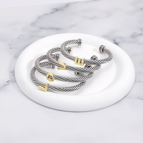 Cuff Bracelet for Women Twisted - Cable Wire Bangle Bracelet Two Tone - Fashion Gold Letter Silver Bracelets Jewelry Gift in Saudi Arabia