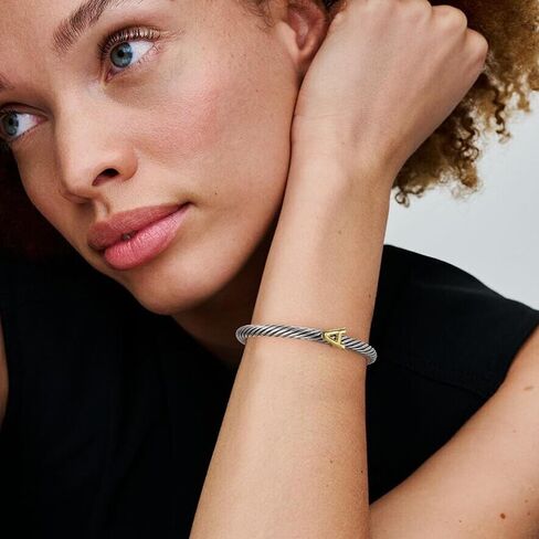 Cuff Bracelet for Women Twisted - Cable Wire Bangle Bracelet Two Tone - Fashion Gold Letter Silver Bracelets Jewelry Gift in Saudi Arabia