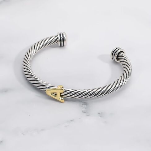 Cuff Bracelet for Women Twisted - Cable Wire Bangle Bracelet Two Tone - Fashion Gold Letter Silver Bracelets Jewelry Gift in Saudi Arabia