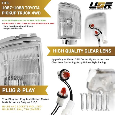 مصابيح خلفية USR 84-88 4Runner - مجموعة مصابيح الضوء الخلفي البديلة (يسار + يمين) متوافقة مع شاحنة بيك اب تويوتا 1984-1988 2WD/4WD و84-89 4 عداء (عدسة حمراء/شفافة، 6 مصابيح، وشملت الأسلاك) in Kuwait