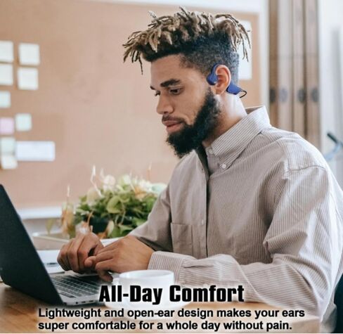 Bone Conduction Headphones Bluetooth with mic Open Ear Wireless Headphones Noise canceling Computer headsets with mic for Clear Hand Free Calls multipoint Connection Fast Charging in Saudi Arabia