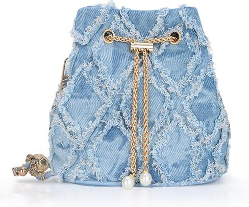 GOKTOW Small Denim Bucket Bag for Women, Jean Purse Crossbody Bags Denim Tote Handbag in Saudi Arabia