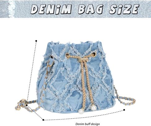 GOKTOW Small Denim Bucket Bag for Women, Jean Purse Crossbody Bags Denim Tote Handbag in Saudi Arabia