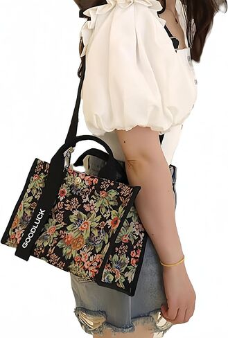 Canvas Crossbody Shoulder Bag for Women, Sling Tote with Handles & Removable Strap, Fanny Pack Travel Handbag in Saudi Arabia