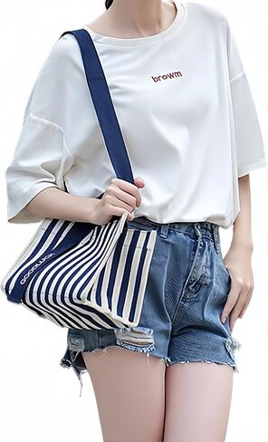 Canvas Crossbody Shoulder Bag for Women, Sling Tote with Handles & Removable Strap, Fanny Pack Travel Handbag in Saudi Arabia