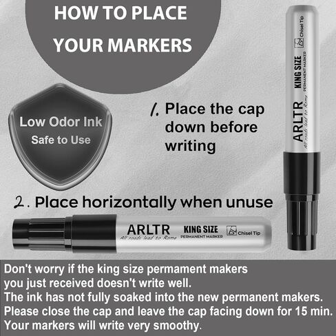 Permanent Markers King Size (Black), Bulk of 36 Large Chisel Tip, Works on Plastic, Wood, Stone, Metal, Glass and Poster Boards for Doodling, Coloring in Saudi Arabia
