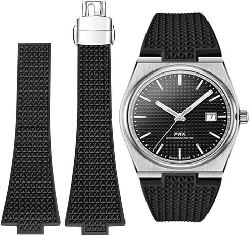 Stanchev Strap for Tissot PRX, Soft Fluororubber Folding Clasp Band, Cut to Size 11/12mm Men Women Replacement Bands for Tissot PRX Series Watch 35mm 40mm in Kuwait