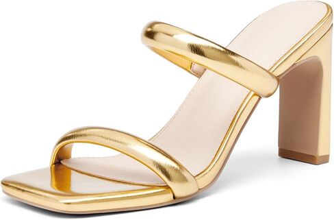 Coutgo Womens Square Open Toe Heeled Sandals Two Strap High Heel Backless Dress Slip On Mules in Saudi Arabia