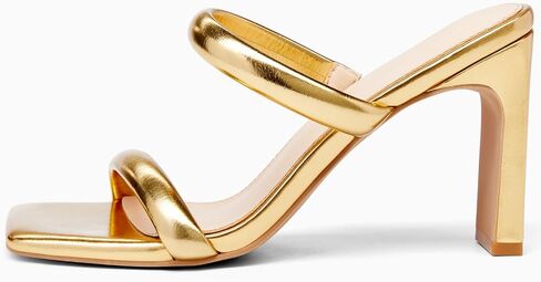 Coutgo Womens Square Open Toe Heeled Sandals Two Strap High Heel Backless Dress Slip On Mules in Saudi Arabia