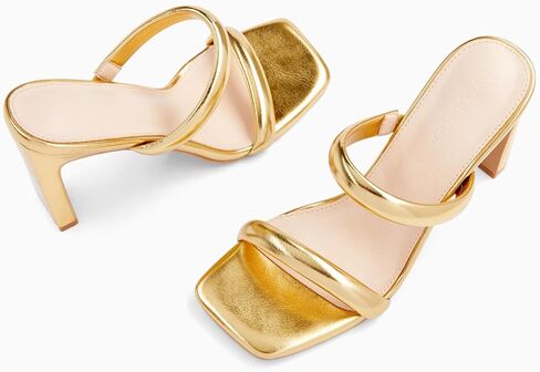 Coutgo Womens Square Open Toe Heeled Sandals Two Strap High Heel Backless Dress Slip On Mules in Saudi Arabia