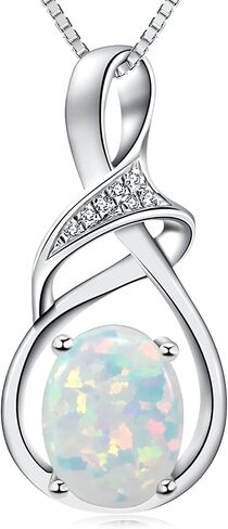 HXZZ Fine Jewelry Birthstone Gifts for Women Natural Gemstone Topaz Amethyst Opal Garnet Peridot Citrine Sterling Silver Pendant Necklace Birthday Gift for Wife Mom in Saudi Arabia