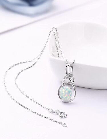 HXZZ Fine Jewelry Birthstone Gifts for Women Natural Gemstone Topaz Amethyst Opal Garnet Peridot Citrine Sterling Silver Pendant Necklace Birthday Gift for Wife Mom in Saudi Arabia
