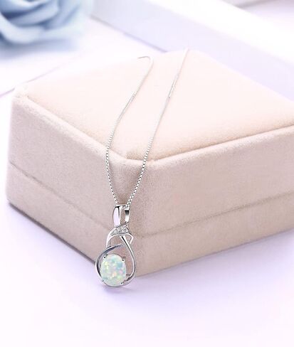 HXZZ Fine Jewelry Birthstone Gifts for Women Natural Gemstone Topaz Amethyst Opal Garnet Peridot Citrine Sterling Silver Pendant Necklace Birthday Gift for Wife Mom in Saudi Arabia