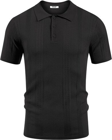 COOFANDY Mens Knit Polo Shirts Short Sleeve Button Down Shirt Cuban Guayabera Textured Summer Beach Shirts in Saudi Arabia