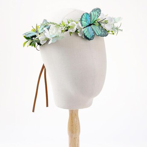 Purple Butterfly Flower Crown - Forest Fairy Floral Headpiece Handmade Woodland Elf Headband for Women Girls Maternity Renaissance Renfaire Accessory Halloween Costume Cosplay Headdress in Kuwait