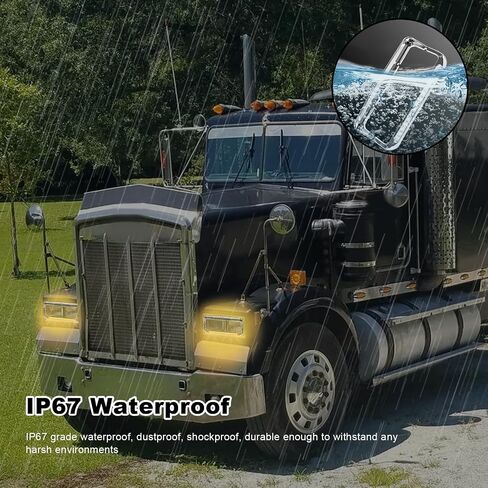 2x 4x6 Headlight Bezel with 12" Clear Lens LED Amber Light, Chrome Housing Replacement for Kenworth T800/T600/T400, Peterbilt 379/378, Freightliner FLD & Classic XL Semi Trucks DOT Compliant in Saudi Arabia