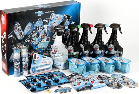 Car Cleaning Kit - Car Accessories for Interior and Exterior Cleaning, Glass Cleaner, Car Wipes, Auto Essentials in Kuwait