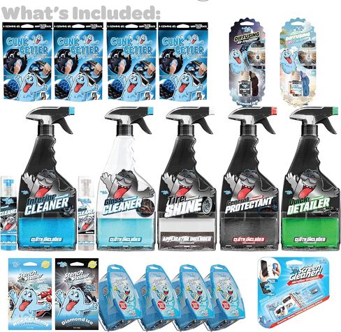 Car Cleaning Kit - Car Accessories for Interior and Exterior Cleaning, Glass Cleaner, Car Wipes, Auto Essentials in Kuwait