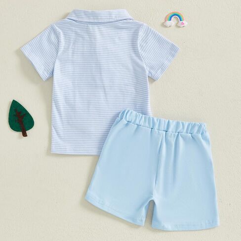 Thorn Tree Toddler Boys Summer Clothes Button Lapel Collar Golf Carts T-Shirt Elastic Waist Shorts 2Pcs Outfits Set in Saudi Arabia