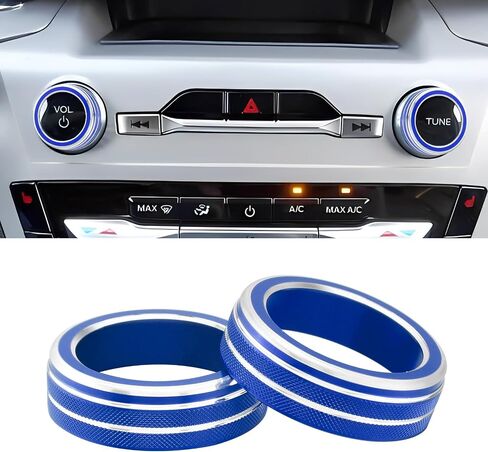 PIFOOG Accessories Fit for Ford Explorer 2025 2024 2023 2022 2021 2020 Volume Knob Covers Decal Adiuo VOL Tune Switch Trim Decor Stickers Car Interior Panels Parts Decoration Blue Aluminum Alloy 2Pcs in Saudi Arabia
