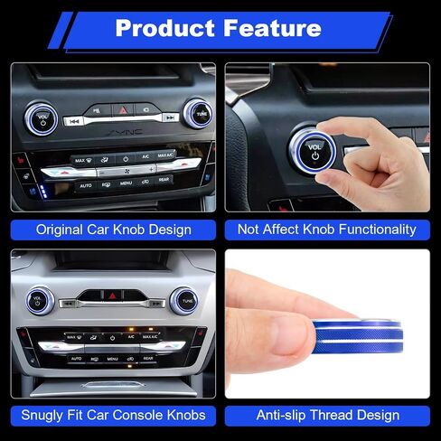 PIFOOG Accessories Fit for Ford Explorer 2025 2024 2023 2022 2021 2020 Volume Knob Covers Decal Adiuo VOL Tune Switch Trim Decor Stickers Car Interior Panels Parts Decoration Blue Aluminum Alloy 2Pcs in Saudi Arabia