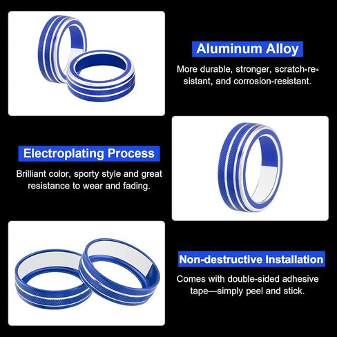 PIFOOG Accessories Fit for Ford Explorer 2025 2024 2023 2022 2021 2020 Volume Knob Covers Decal Adiuo VOL Tune Switch Trim Decor Stickers Car Interior Panels Parts Decoration Blue Aluminum Alloy 2Pcs in Saudi Arabia