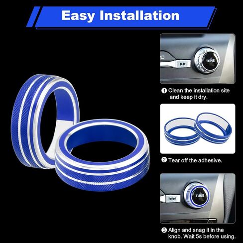 PIFOOG Accessories Fit for Ford Explorer 2025 2024 2023 2022 2021 2020 Volume Knob Covers Decal Adiuo VOL Tune Switch Trim Decor Stickers Car Interior Panels Parts Decoration Blue Aluminum Alloy 2Pcs in Saudi Arabia