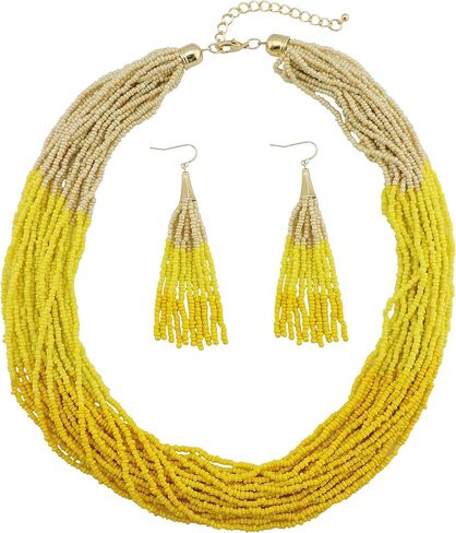 Bocar Multi Beded Beaded Dity Necklace Stet Mix Mix Strand Necklace and Acoring for Women Gift in Saudi Arabia