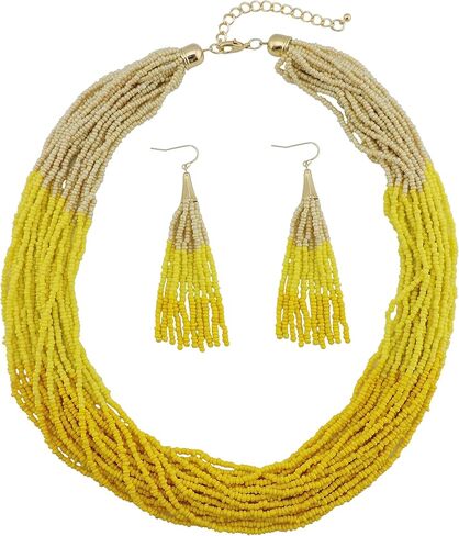 Bocar Multi Beded Beaded Dity Necklace Stet Mix Mix Strand Necklace and Acoring for Women Gift in Saudi Arabia