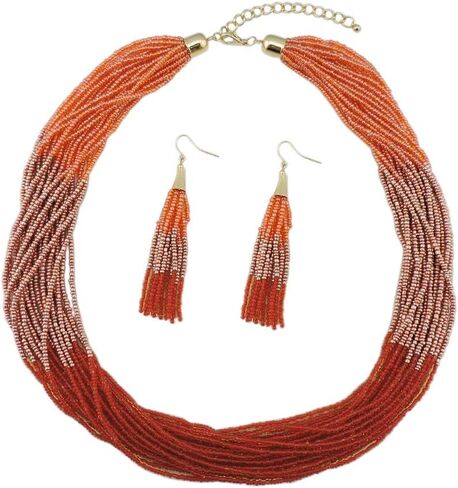 Bocar Multi Beded Beaded Dity Necklace Stet Mix Mix Strand Necklace and Acoring for Women Gift in Kuwait