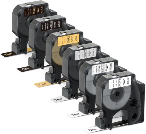 6 عبوات متوافقة مع صانع الملصقات Dymo D1 عبوات 45013 A45013 S0720530 شريط ملصقات 1/2 بوصة × 23 قدم، أسود على أبيض، استبدال Dymo Labelmanager 160 420P 210D 280 360D PnP صانع الملصقات in Saudi Arabia