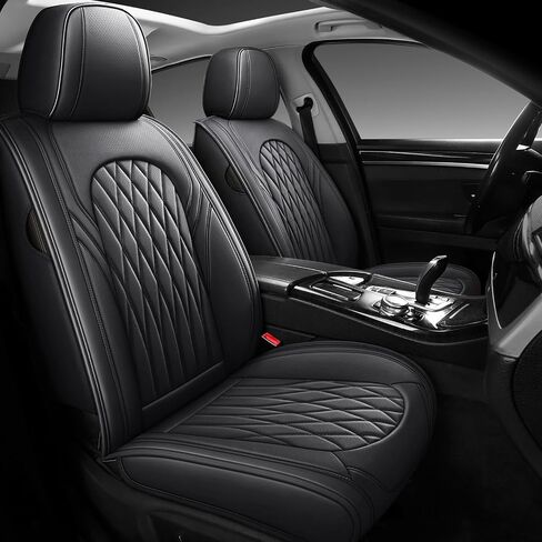 Car Seat Covers Full Set, Leather Seat Covers for Cars, Car Seat Protector Waterproof, Non-Slip Car Interior Covers Full Set Universal Automotive Seat Covers for Most Cars SUVs, Black in Kuwait