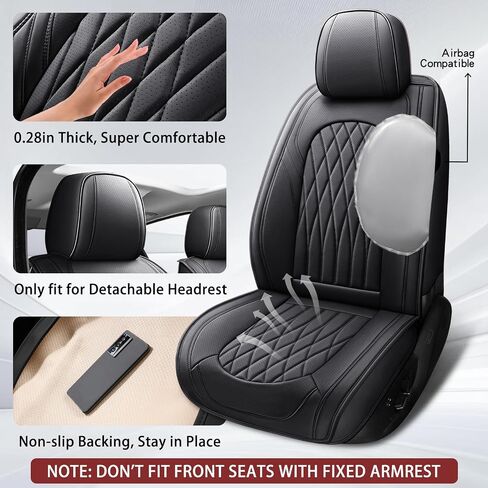 Car Seat Covers Full Set, Leather Seat Covers for Cars, Car Seat Protector Waterproof, Non-Slip Car Interior Covers Full Set Universal Automotive Seat Covers for Most Cars SUVs, Black in Kuwait