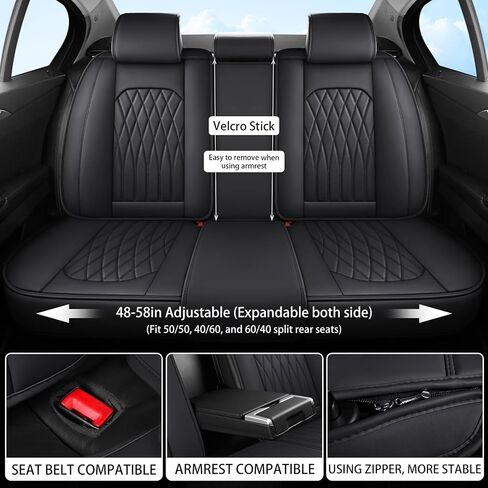 Car Seat Covers Full Set, Leather Seat Covers for Cars, Car Seat Protector Waterproof, Non-Slip Car Interior Covers Full Set Universal Automotive Seat Covers for Most Cars SUVs, Black in Kuwait