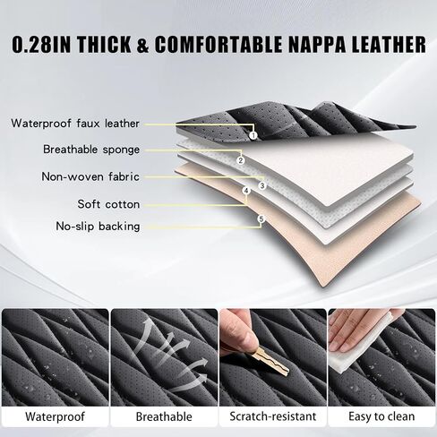 Car Seat Covers Full Set, Leather Seat Covers for Cars, Car Seat Protector Waterproof, Non-Slip Car Interior Covers Full Set Universal Automotive Seat Covers for Most Cars SUVs, Black in Kuwait