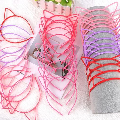 COCIDE 36Pcs Cat Ears Headbands Plastic Taylor Party Decorations Kitty Headbands for Girls Gabby Party Favors Birthday Supplies for Women Halloween Hair Accessories Hair Hoops Costume in Kuwait