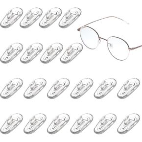 Push-in Eyeglass Nose Pads 10 Pairs of Eyeglasses Replacement Nose Piece 15mm Soft Silicone Air Cushion Glasses Replacement Nosepad Oval Nose Guards Anti-Slip Eye Pads Glasses Accessories (Clear)