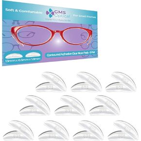GMS Optical 1.8mm Reg-Thin/13mm Short Length - Small Adhesive Contoured Silicone Eyeglass Nose Pads - Anti Slip Pressure Relief - Perfect for Kid Glasses & Smaller Frames(2 sets/5 Pack)(10 Pair Clear)