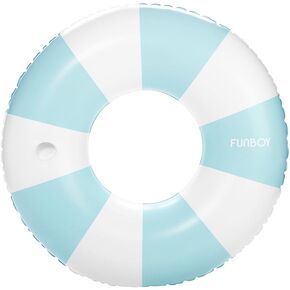 FUNBOY Giant Vintage Light Baby Blue Stripe 48'' Tube Float with Integrated Cup Holder, Perfect for a Summer Pool Party, Large
