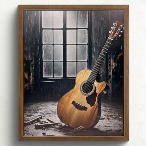 FSiyouda Vintage Canvas Sad Guitar Wall Decor,Modern Farmhouse Wall Art for Bathroom, Bedroom, Offices, Living Room,16 * 20 In