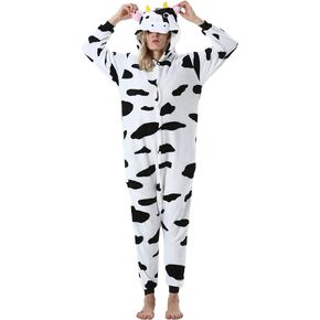 Darkcom للجنسين البالغين البقرة Onesie Assumeen Assume One Piece Animal Pajamas Women Menwear Sleepwear Bajamas Pajamas