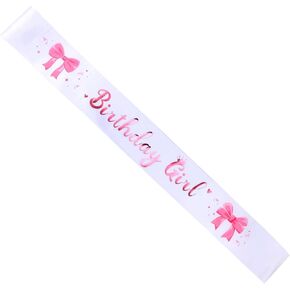 BOXOB Hot Pink Bow Birthday Girl Sash, Satin Cowgirl Sash for Women & Girls, Sweet Princess Queen Birthday Sash for Any Birthday Decorations Party Favors Supplies Accessories (Hot Pink, White)