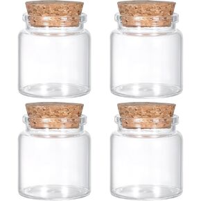 4pcs Small Glass Jar with Cork Lid,50ml Mini Bottles with Cork,Tiny Glass Jars for DIY Art Crafts Projects Decoration Party Supplies and Wedding Party Favors