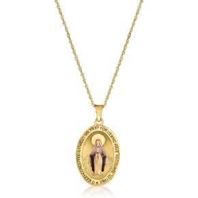 Ross-Simons 14kt Yellow Gold Miraculous Medal Pendant Necklace With Multicolored Enamel